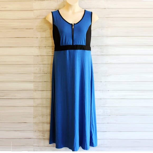 NY Collection Women's Sleeveless Maxi Dress Plus Size 1X Blue Black - Picture 1 of 7
